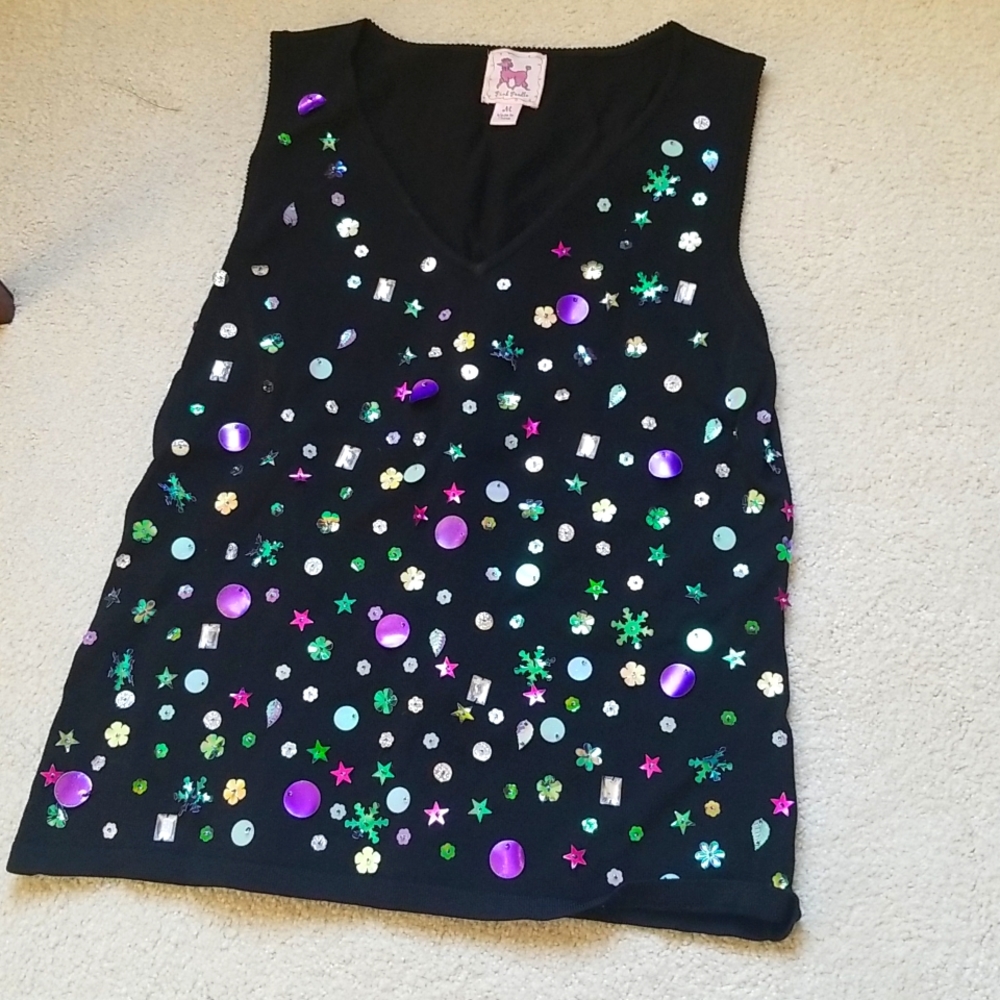 Pink poodle dazzling top.  Size M